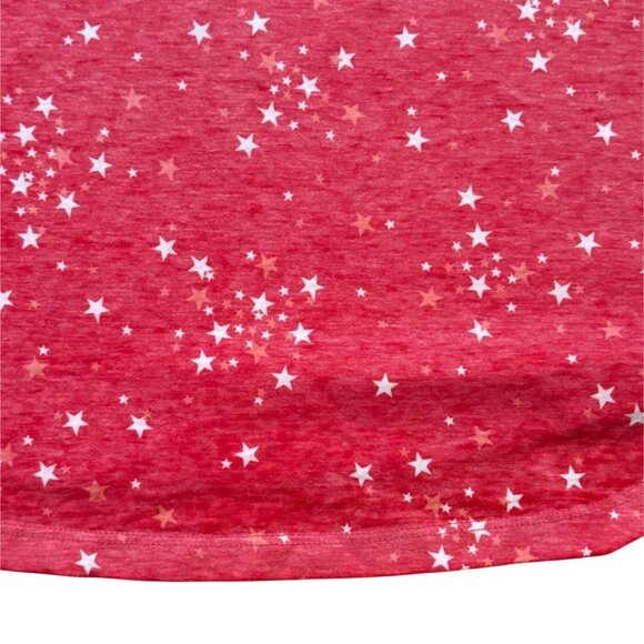 Style & Co Womens V-Neck Stars T-Shirt-Red-Size L-GUC - Picture 6 of 6